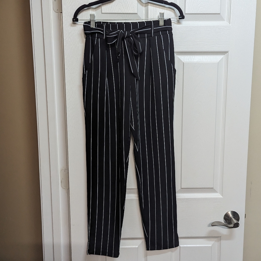 Black and White Striped Trousers